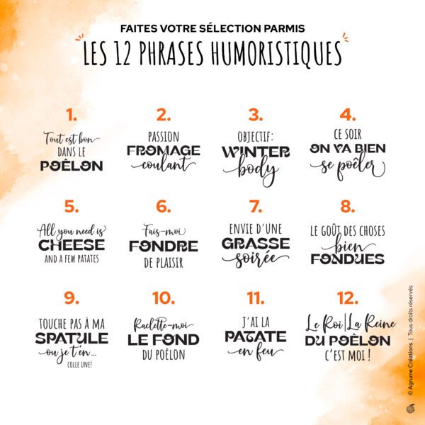 Lot de spatules à raclette en bois personnalisées avec gravure de prénoms et phrases humoristiques