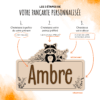 Les 3 étapes de personnalisation de la pancarte de chambre en bois à mettre sur une porte, personnalisé avec prénom, animal et thème gravé.