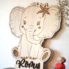 Animal en bois (éléphant) personnalisé avec gravure du prénom pour enfant.