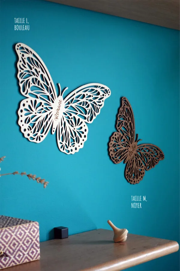 Papillon en bois découpé au laser et personnalisé décoration de chambre