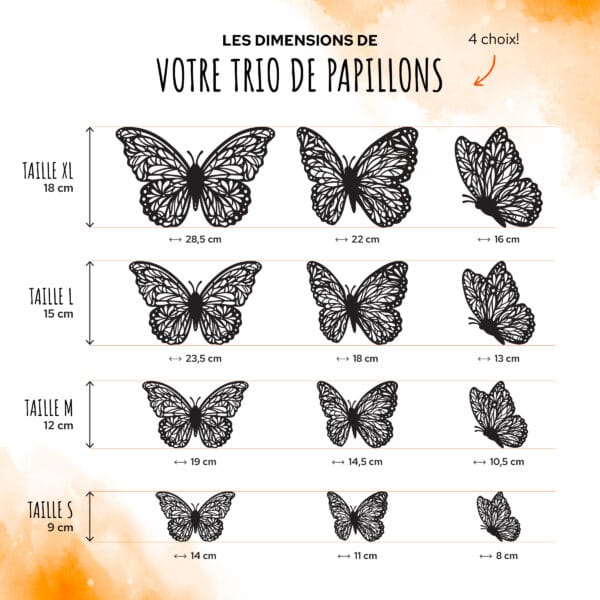 Trio de papillons en bois