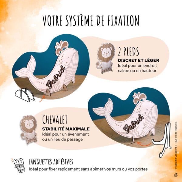 supports pour animal en bois personnalise avec prénom pour chambre d'enfant