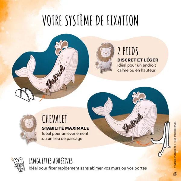 supports pour animal en bois personnalise avec prénom pour chambre d'enfant
