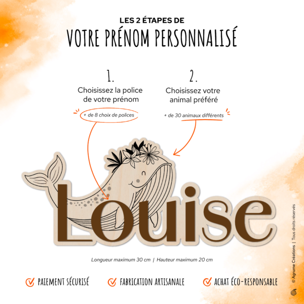 Lettres de prénom en bois découpées pour décoration murale personnalisée de chambre bébé