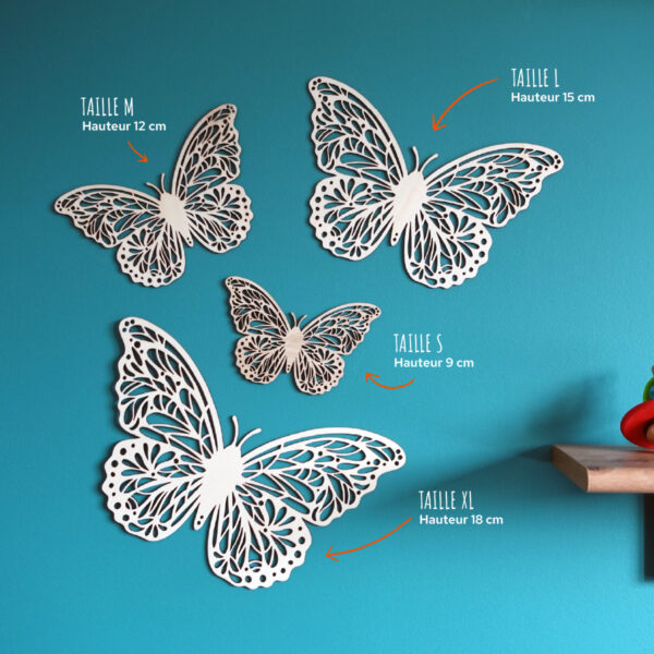 Trio de papillons en bois