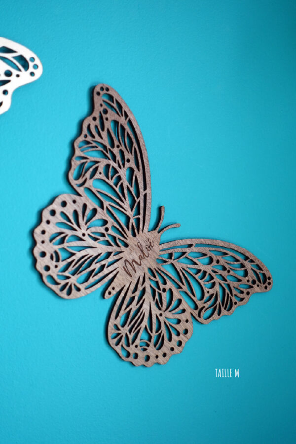 Papillon en bois découpé au laser et personnalisé décoration de chambre