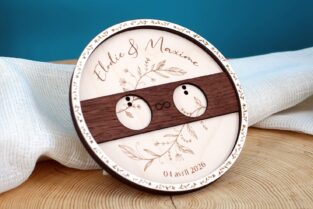 Porte-alliance en bois personnalisé gravé avec prénoms des mariés et date de mariage, création artisanale française