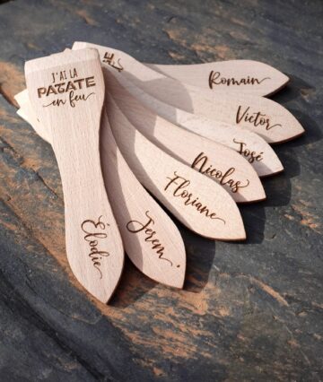 Spatules à raclette, gravure laser, personnalisées avec des phrases humoristiques
