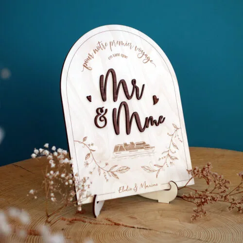 Pancarte de décoration pour mariage en bois avec lettres en relief