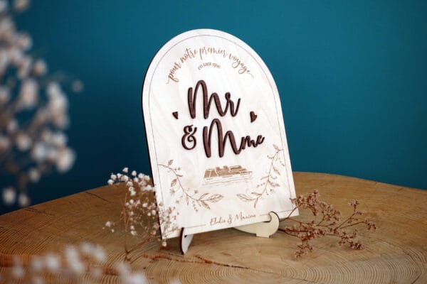 Pancarte de décoration pour mariage en bois avec lettres en relief