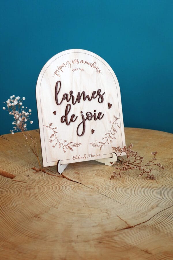 Pancarte de décoration pour mariage en bois avec lettres en relief
