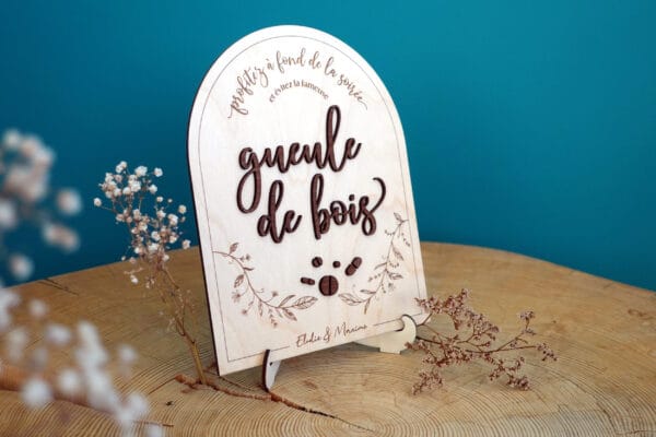 Pancarte de décoration pour mariage en bois avec lettres en relief
