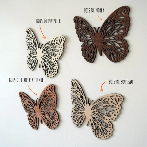 Papillon en bois découpé au laser et personnalisé décoration de chambre