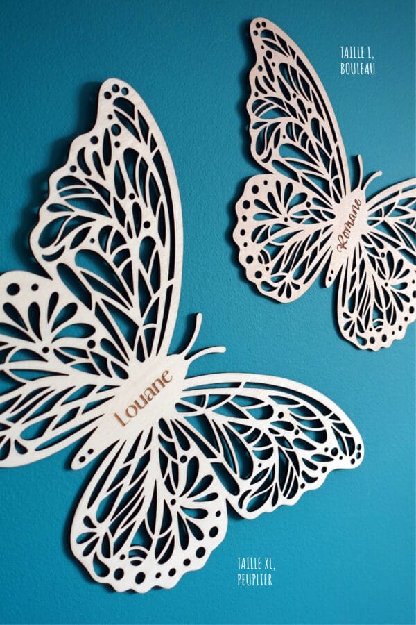 Papillon en bois découpé au laser et personnalisé décoration de chambre