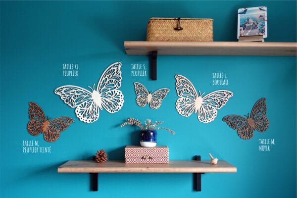 Papillon en bois découpé au laser et personnalisé décoration de chambre
