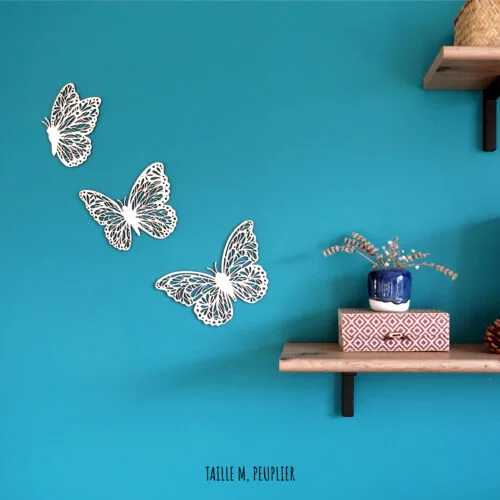 Trio de papillons en bois